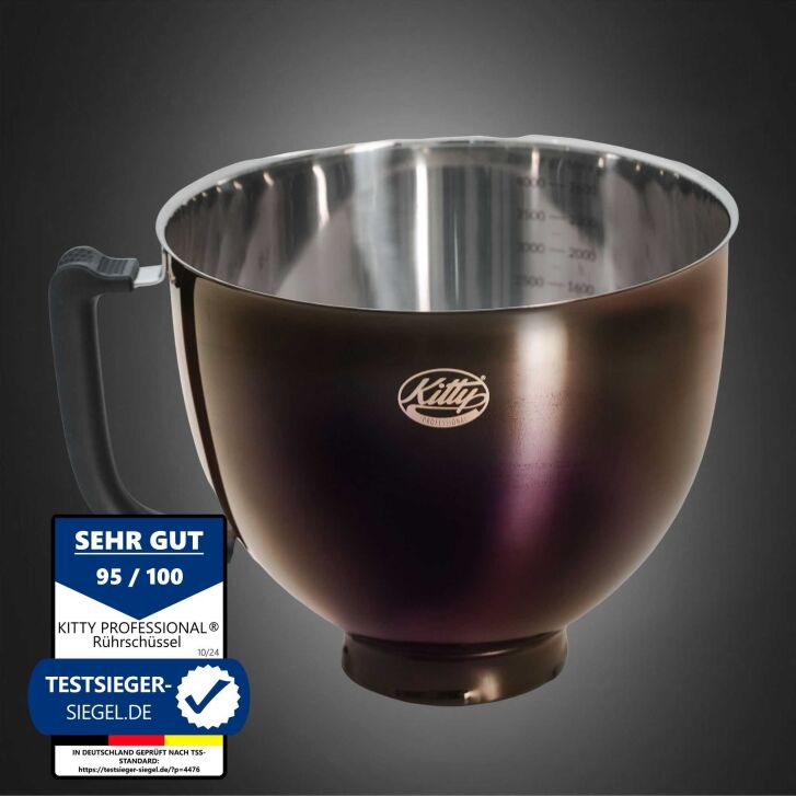 Kitty Professional Profi-Rührschüssel "Super Bowl" kompatibel mit KitchenAid 4,3 / 4,7  und 4,8 Liter - TITAN BLACK - 2. Wahl