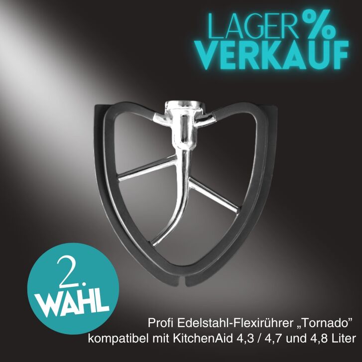 Kitty Professional Profi Edelstahl-Flexirührer Tornado kompatibel mit KitchenAid 4,3 / 4,7 und 4,8 Liter Tornado - 2. Wahl