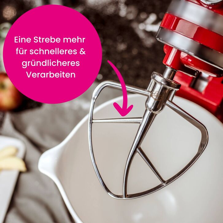 Kitty Professional Profi Edelstahl-Flachrührer Taifun kompatibel mit KitchenAid 4,3 / 4,7 und 4,8 Liter