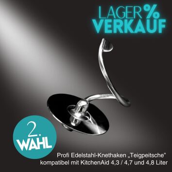 Kitty Professional Profi Edelstahl-Knethaken Teigpeitsche kompatibel mit KitchenAid 4,3 / 4,7 und 4,8 Liter - 2. Wahl