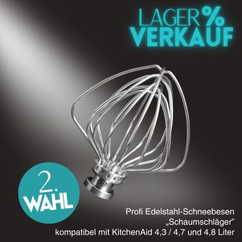 Kitty Professional Profi Edelstahl-Schneebesen Schaumschl&auml;ger kompatibel mit KitchenAid 4,3 / 4,7 und 4,8 Liter - 2. Wahl