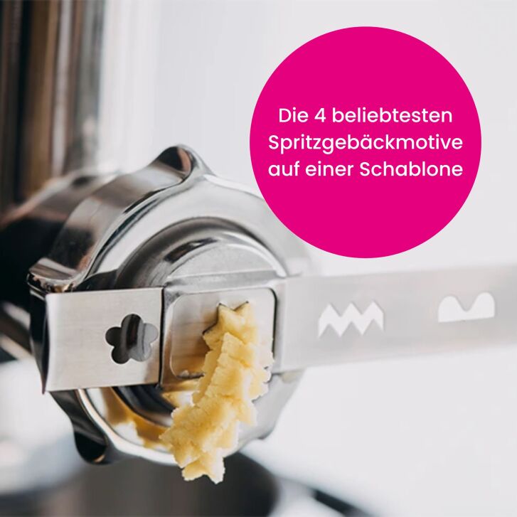 Kitty Professional Profi Edelstahl-Fleischwolf SCHREDDER PRO inkl. Lochscheiben, Messer, Wurstfüllhorn sowie Spritzgebäckvorsatz kompatibel mit KitchenAid Küchenmaschinen