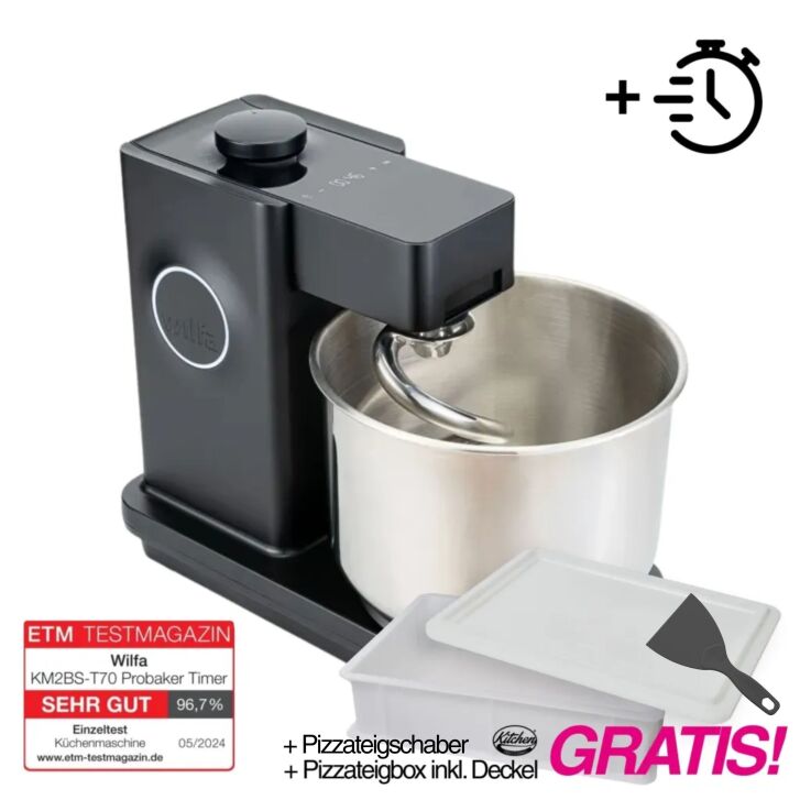 WILFA PROBAKER KM2BS-T70 – Schwarz mit Timer, inkl. 9-teiligem Zubehör