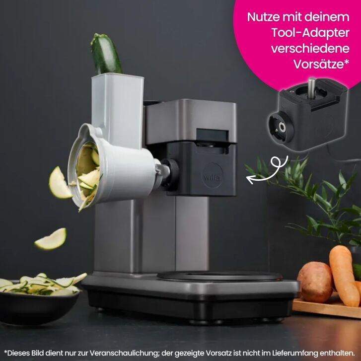 Wilfa Probaker Timer Spar-Set mit Fleischwolf & Spritzgebäckvorsatz inkl. GRATIS Tool-Adapter - GRAU KM2GY-T70
