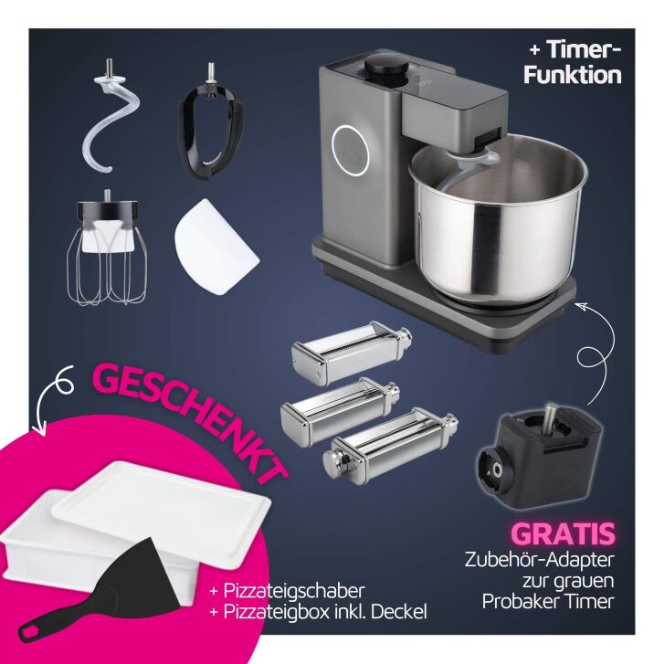 Wilfa Probaker Timer Spar-Paket mit 3-teiligem Pasta-Set inkl. GRATIS Tool-Adapter - GRAU KM2GY-T70