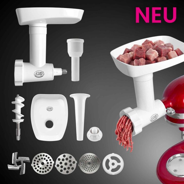 Kitty Professional Profi-Kunststoff-Fleischwolf "Wolfi" kompatibel mit KitchenAid Küchenmaschinen