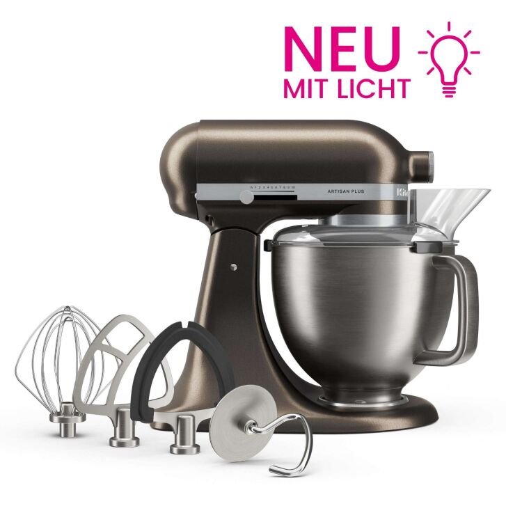 KitchenAid Artisan Plus 4,7 Liter Küchenmaschine mit Licht Modell 5KSM50 - EISENERZ-BRONZE