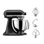 KitchenAid Profi Power-Set: KitchenAid Artisan Küchenmaschine 4,8 L - MATT SCHWARZ -  inkl. Profi-Spritzschutz Zuhälter und Profi-Edelstahl-Rührelemente Teigpeitsche, Schaumschläger & Tornado