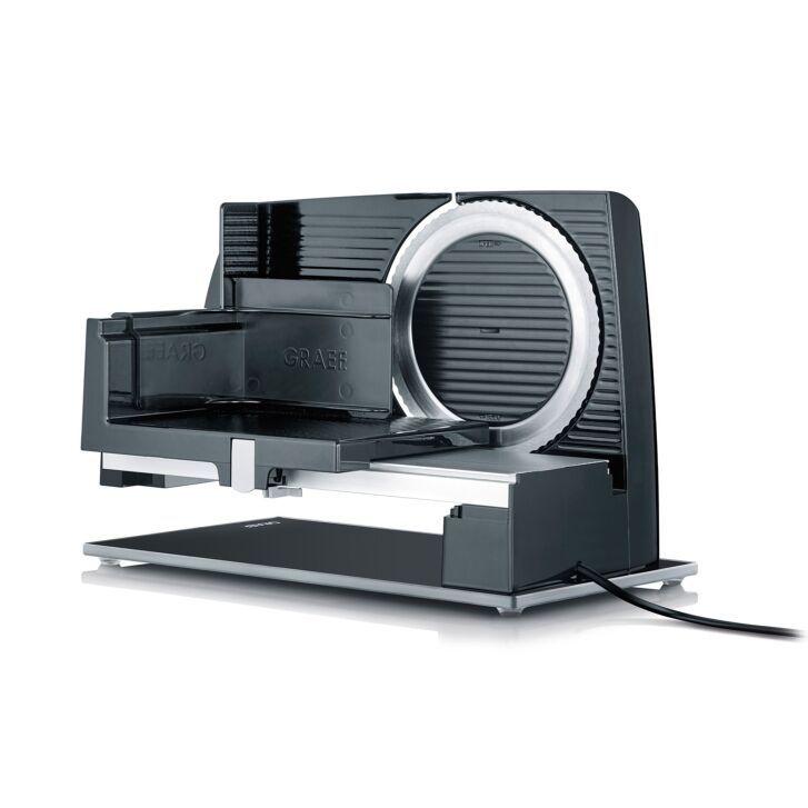 GRAEF Allesschneider SKS120 Schwarz mit Glas-Bodenplatte und Wellenschliffmesser