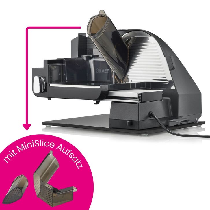 GRAEF Allesschneider M95EU Eisenglimmergrau inkl. MiniSlice-Aufsatz, Messerschärfer
