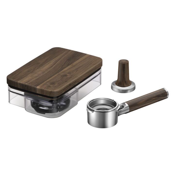 KitchenAid Zubehör-Set (Portafilter, Tamper, Bohnenbehälter)  für KitchenAid halbautomatische Espressomaschinen - WALNUT / WALNUSS