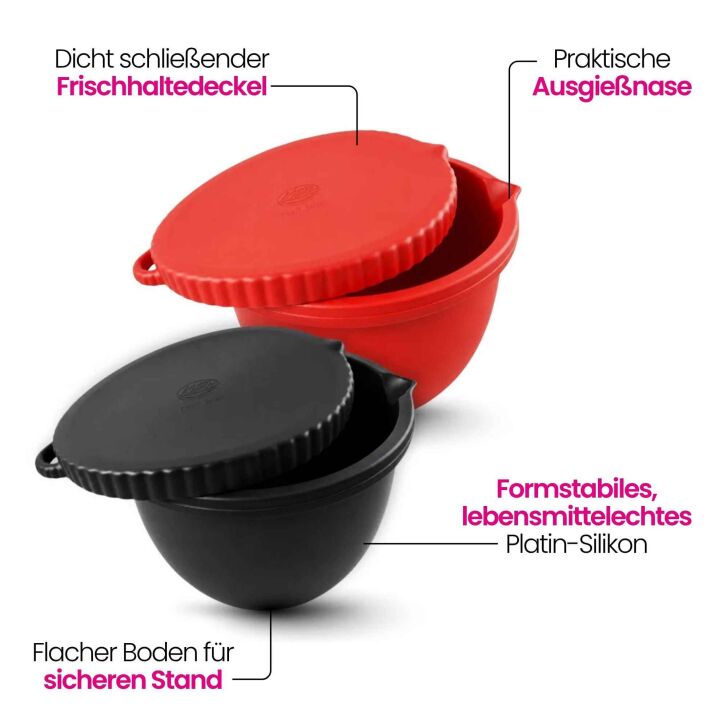 Kitty Professional "Dolly" 2er Set Profi-Schüsseleinsätze mit Deckel kompatibel mit KitchenAid 4,7 und 4,8 Liter Rührschüsseln