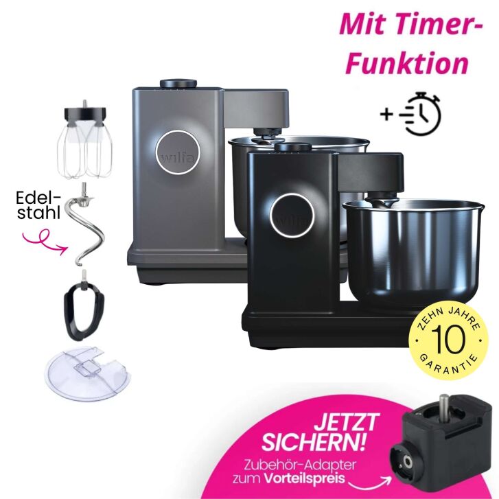 Wilfa Probaker NXT Knetmaschine mit Timer und Edelstahl-Knethaken