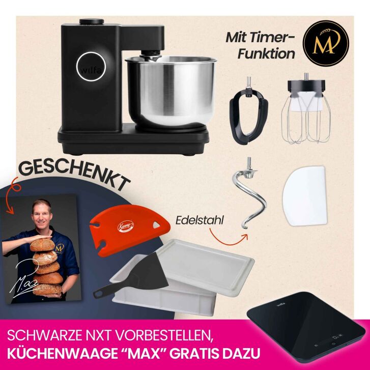 Wilfa Probaker NXT im Spar-Set Marcel Paa mit GRATIS Marcel Paa Grußkarte, Teigkarte & Küchenwaage - Schwarz