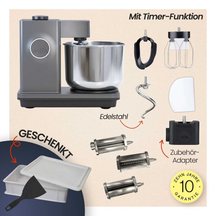 WIlfa Probaker NXT Spar-Paket mit 3-teiligem Pasta-Set inkl. Tool-Adapter - Grau