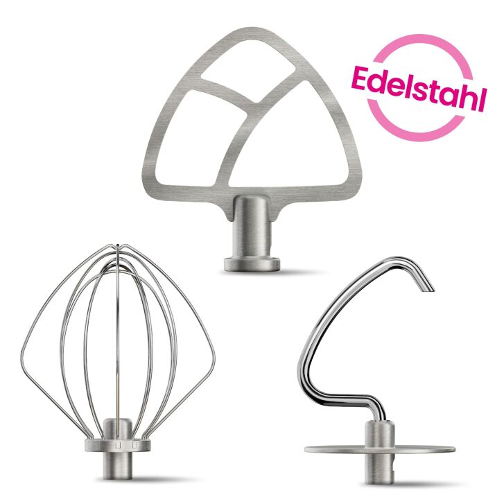 KitchenAid 3 tlg Set Rührelemente aus Edelstahl für 4,3, 4,7 & 4,8 Liter Küchenmaschinen