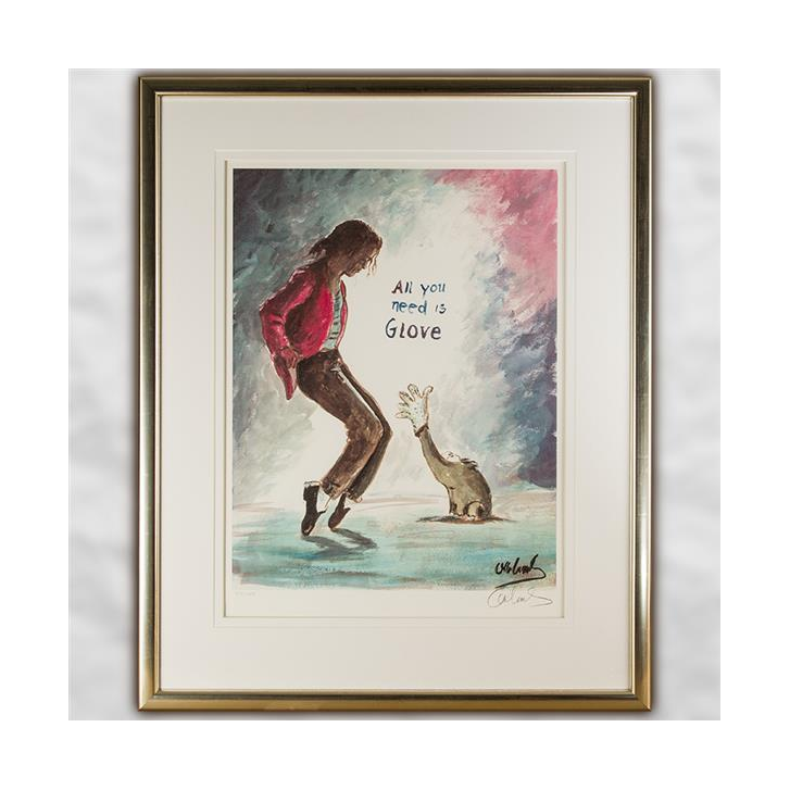Otto Waalkes Original Farblithografie "All you need is glove" Ottifant und Michael Jackson - handsigniert und limitiert - ca. 64 x 48 cm