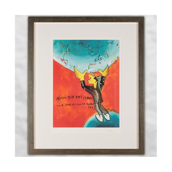 Udo Lindenberg Original Farblithografie "Nimm dir das Leben..." - handsigniert und limitiert - ca. 36 x 50 cm