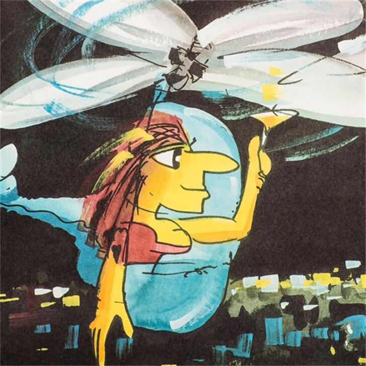Udo Lindenberg Original Farblithografie "Helikopter" - handsigniert und limitiert - ca. 40 x 50 cm