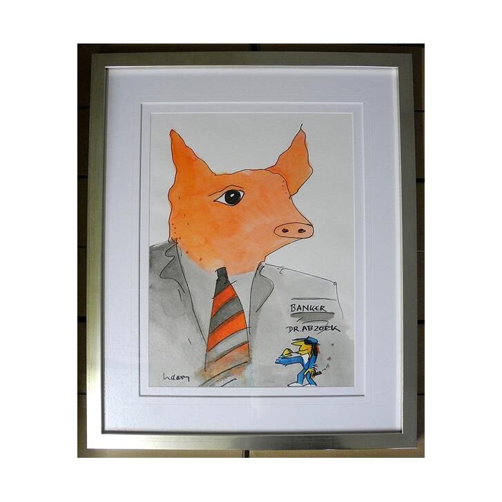 Udo Lindenberg Original Aquarell 2014 "Dr. Abzock Banker" ca. 80 x 65 cm / Unikat
