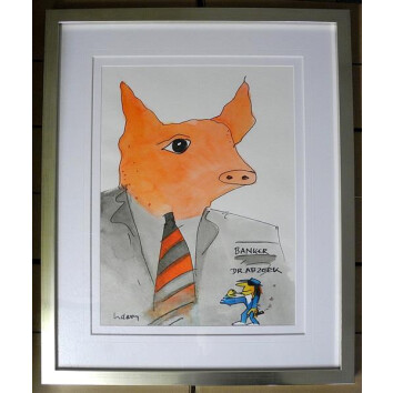 Udo Lindenberg Original Aquarell 2014 "Dr. Abzock...