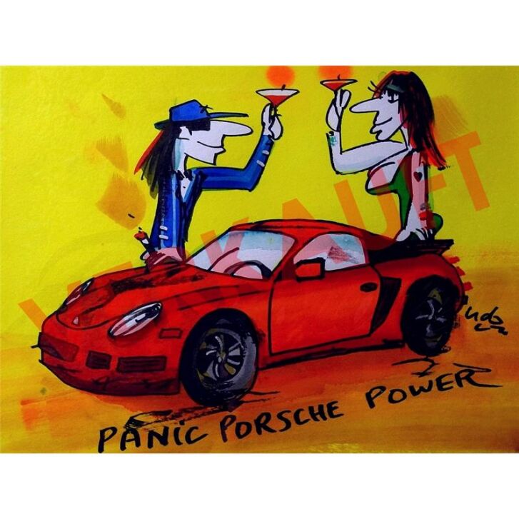 Udo Lindenberg Original Aquarell 2014 "Panic Porsche Power" ca. 72 x 60 cm / Unikat