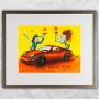 Udo Lindenberg Original Farblithografie "Panic Porsche Power" - handsigniert und limitiert - ca. 42 x 56 cm