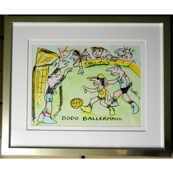 Udo Lindenberg Original Likörell 2014 "Bodo Ballermann" Fußball ca. 72 x 60 cm / Unikat