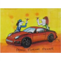 Udo Lindenberg Original Mischtechnik auf Papier 2017 "Panic Porsche Power" ca. 42 x 56 cm / Unikat