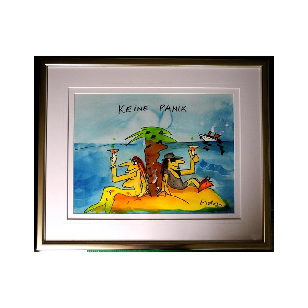 Udo Lindenberg Original Aquarell 2012 Keine Panik Auf der Insel
